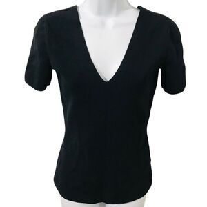 Reiss dark blue deep V neck short sleeve blouse  size XS. A351